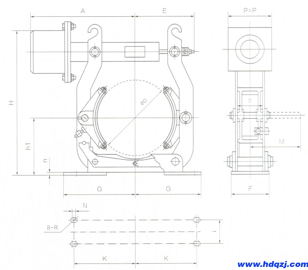 MW、MWZ型電磁鼓式制動器外形尺寸圖