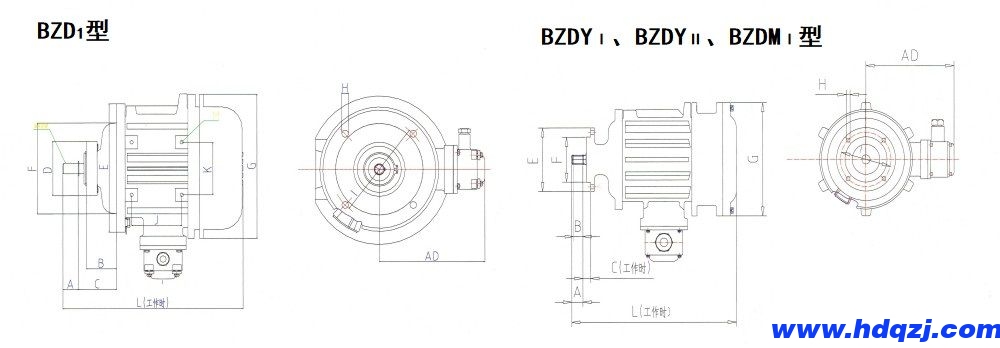 BZDⅠ、BZDYⅠ、BZDYⅡ、BZDMⅠ隔爆型錐形轉(zhuǎn)子三相異步電動機(jī)外形尺寸圖.jpg