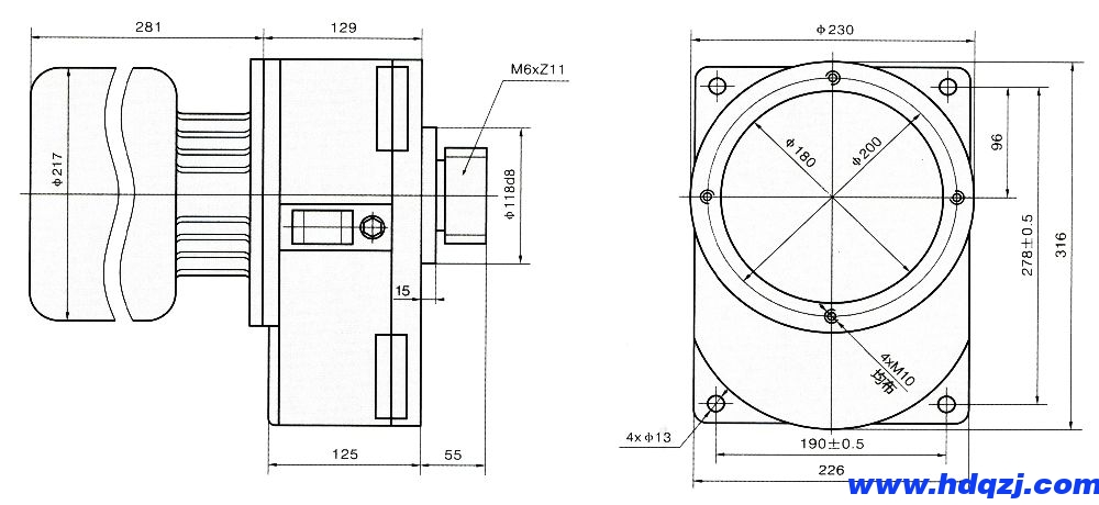 LDAB型驅(qū)動裝置外形尺寸圖 LDAB型驅(qū)動裝置外形尺寸圖