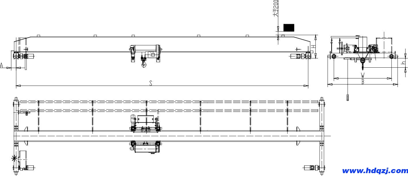 歐式單梁起重機(jī)結(jié)構(gòu)圖 歐式單梁起重機(jī)結(jié)構(gòu)圖